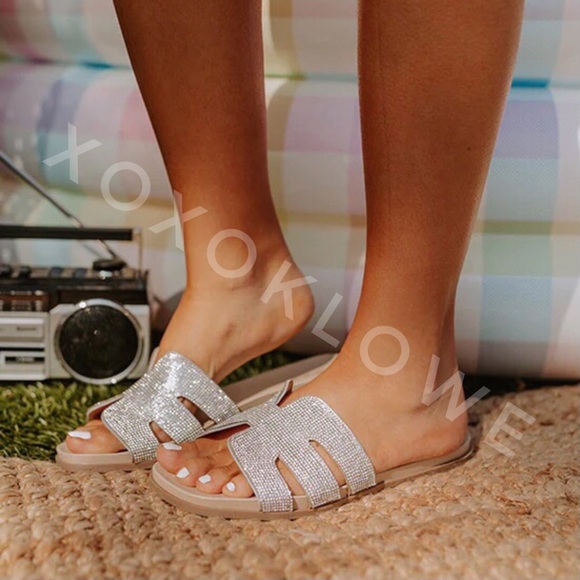 Barbie Rhinestone Sparkle Geo Footbed Sandal Slides - Picture 5 of 8